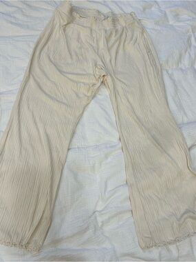 Old Navy Light Cream Ribbed Wide-Leg Pants
